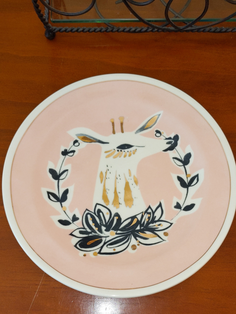 Anthropologie Corinna Fawn Deer Stone wear Transferware Salad Dessert Plate